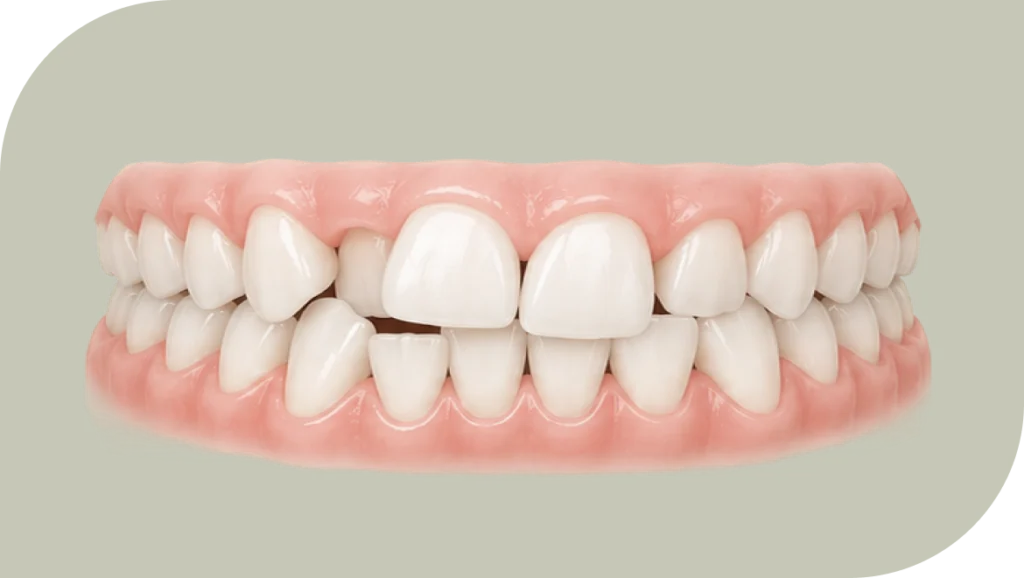 Espacement entre les dents apparu après un déplacement dentaire, dentiste Douai